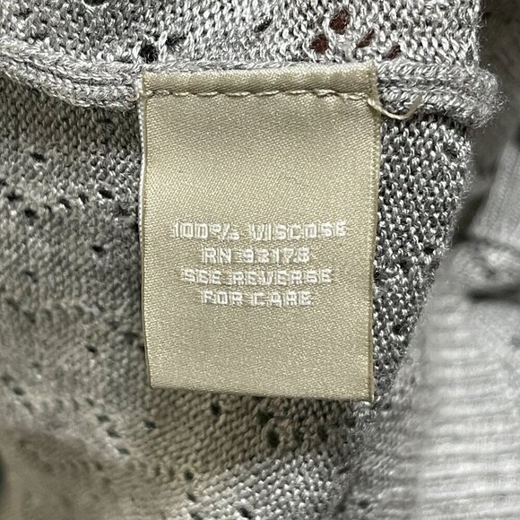 Joan Vass Open Front Cardigan Sweater Short Sleeve Light Gray Size L Large - Picture 6 of 7